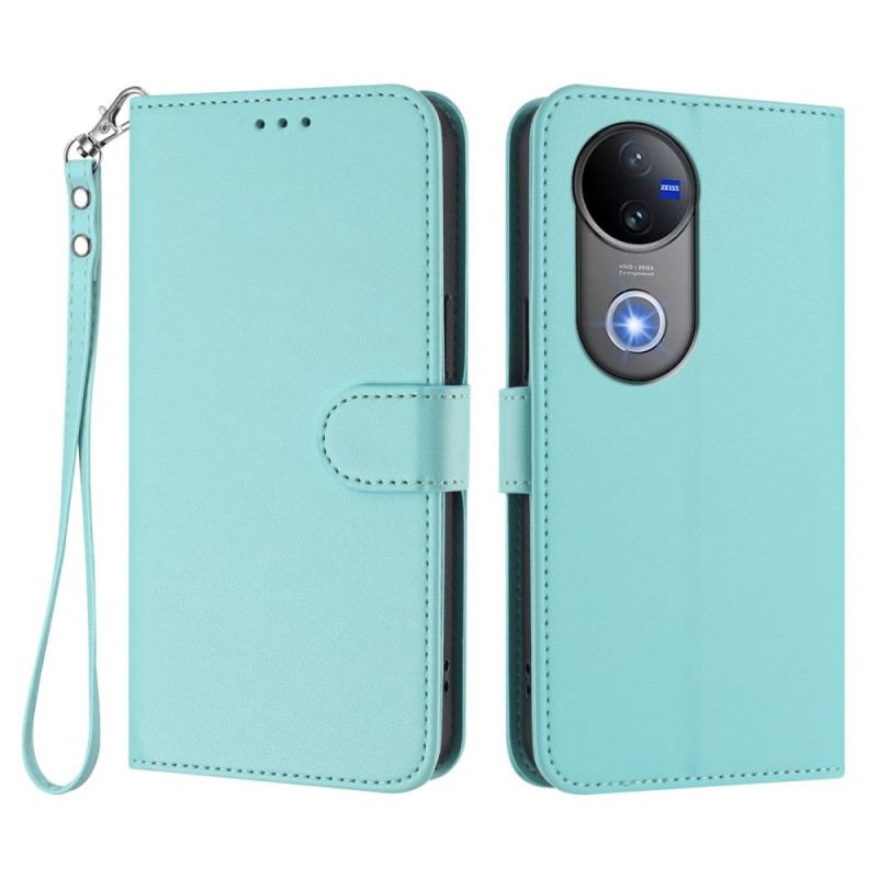 Housse Vivo V50 5G / V50e 5G Simili Cuir Uni à Lanière