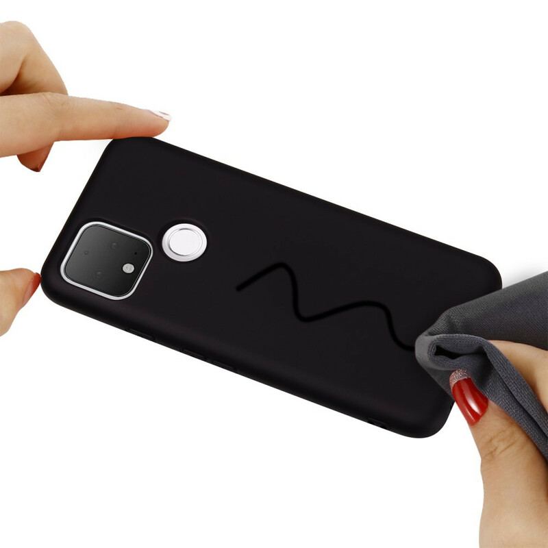 Coque Google Pixel 5 Conception Silicone Liquide avec Lanière