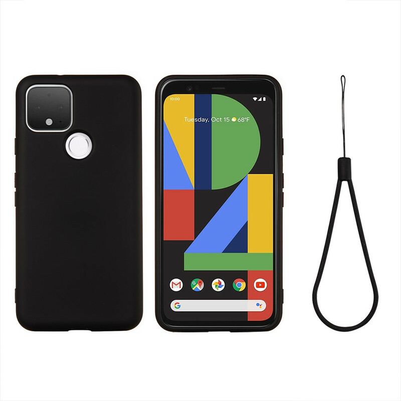Coque Google Pixel 5 Conception Silicone Liquide avec Lanière