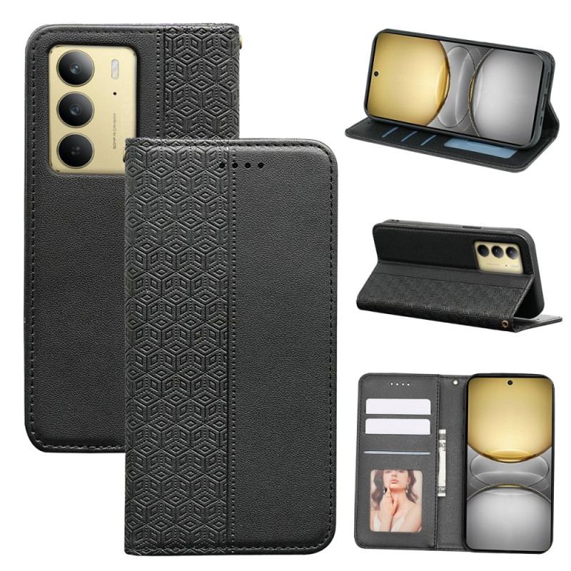 Flip Cover Realme C75 Frise Carreaux et Lanière