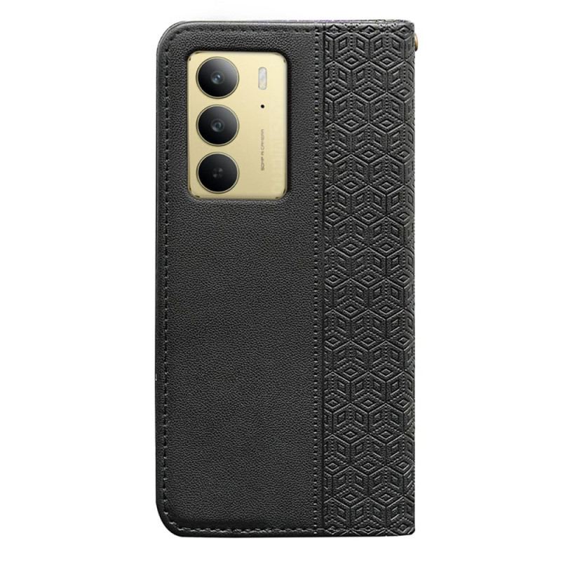 Flip Cover Realme C75 Frise Carreaux et Lanière