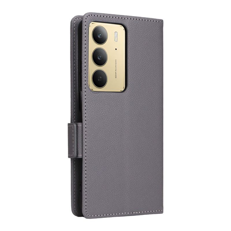 Housse Realme 14X 5G / C75 Simili Cuir Litchi à Lanière