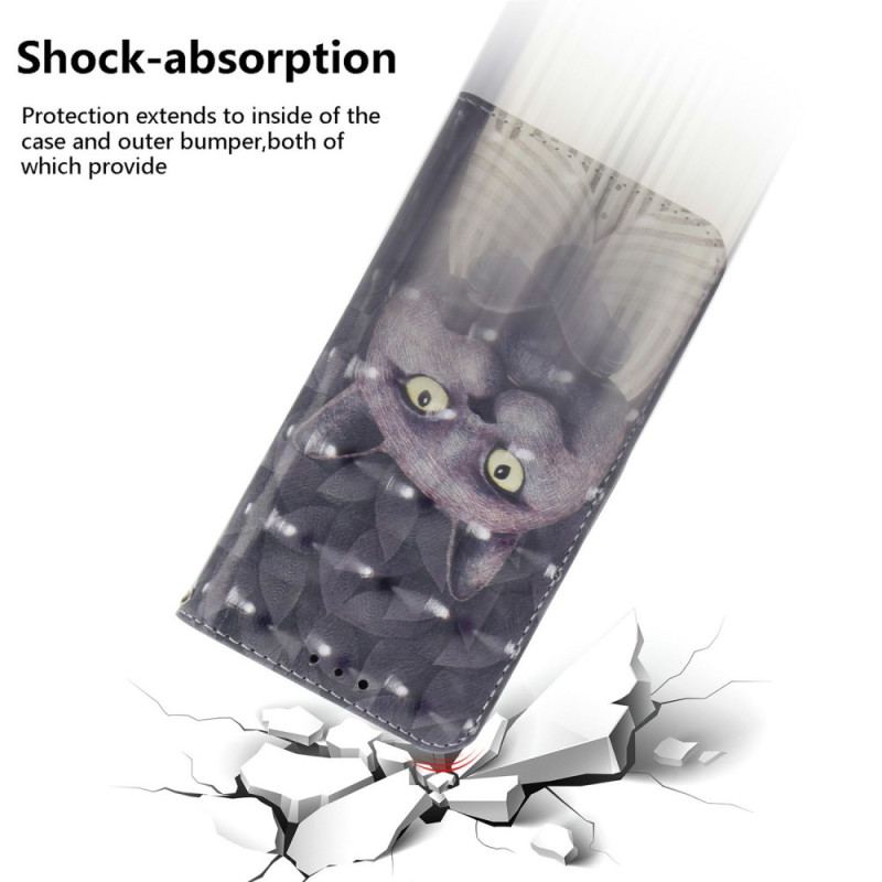 Housse Realme C75 Chat Gris à Lanière