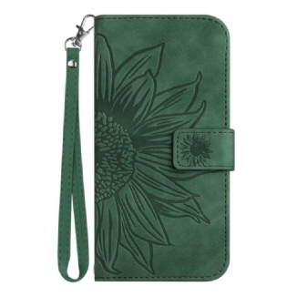 Housse Realme C75 Empreinte Tournesol à Lanière