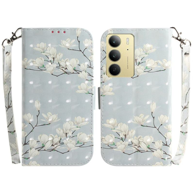 Housse Realme C75 Magnolias à Lanière