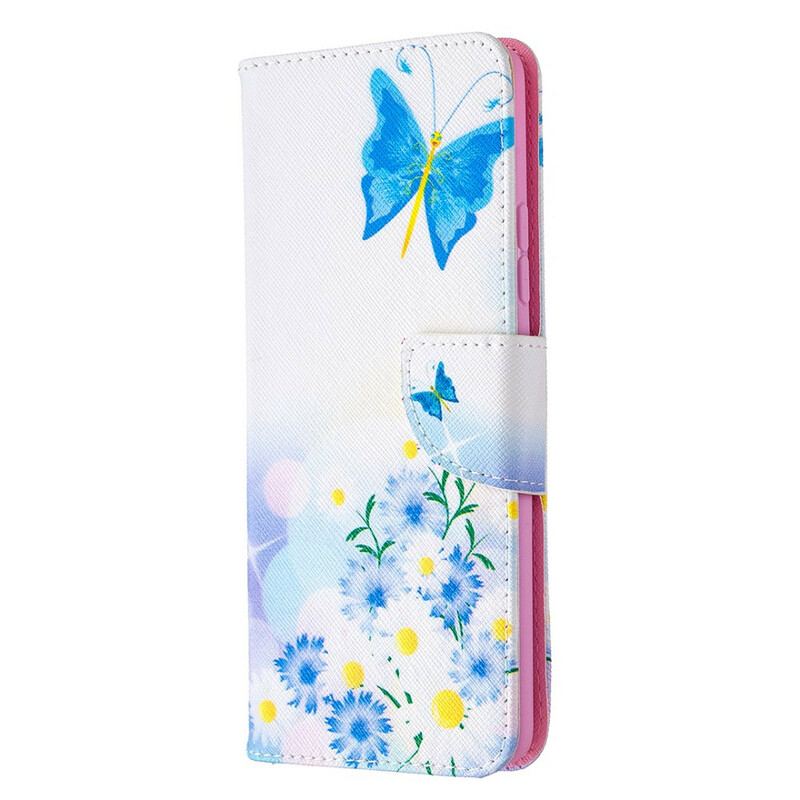 Housse Samsung Galaxy A42 5G Papillons et Fleurs Peints