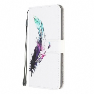 Housse Samsung Galaxy A42 5G Plume à Lanière