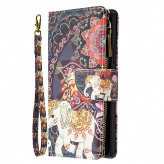 Housse Samsung Galaxy A42 5G Poche Zippée Éléphant