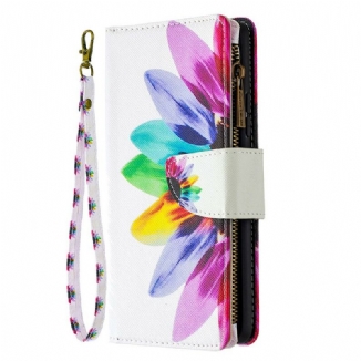 Housse Samsung Galaxy A42 5G Poche Zippée Fleur