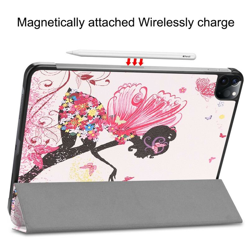 Smart Case iPad Pro 11" (2020) (2018) Simili Cuir Fée Florale