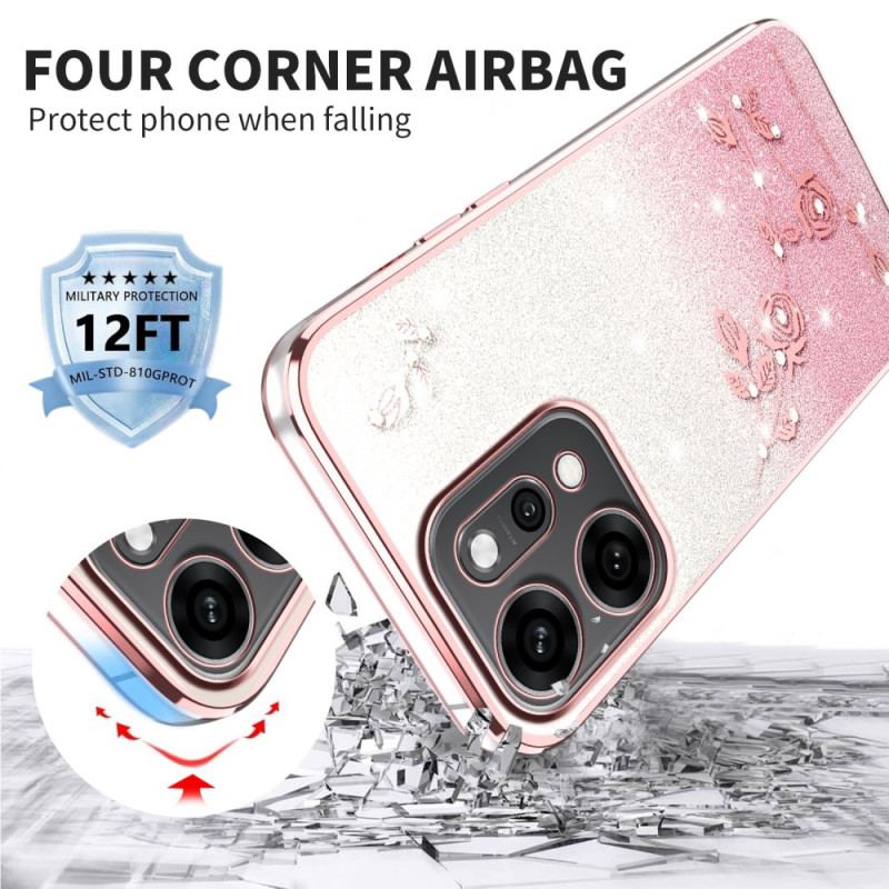 Coque Oppo Reno 14 5G Fleurs et Strass