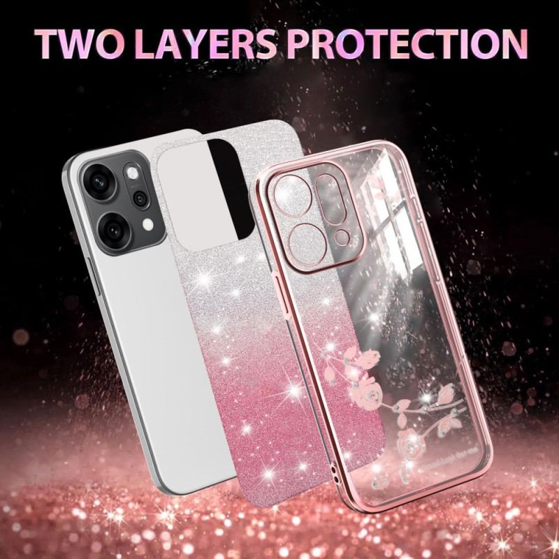 Coque Oppo Reno 14 5G Fleurs et Strass