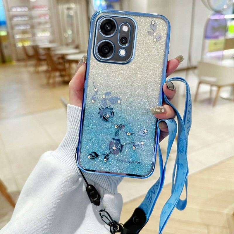 Coque Oppo Reno 14 5G Fleurs et Strass