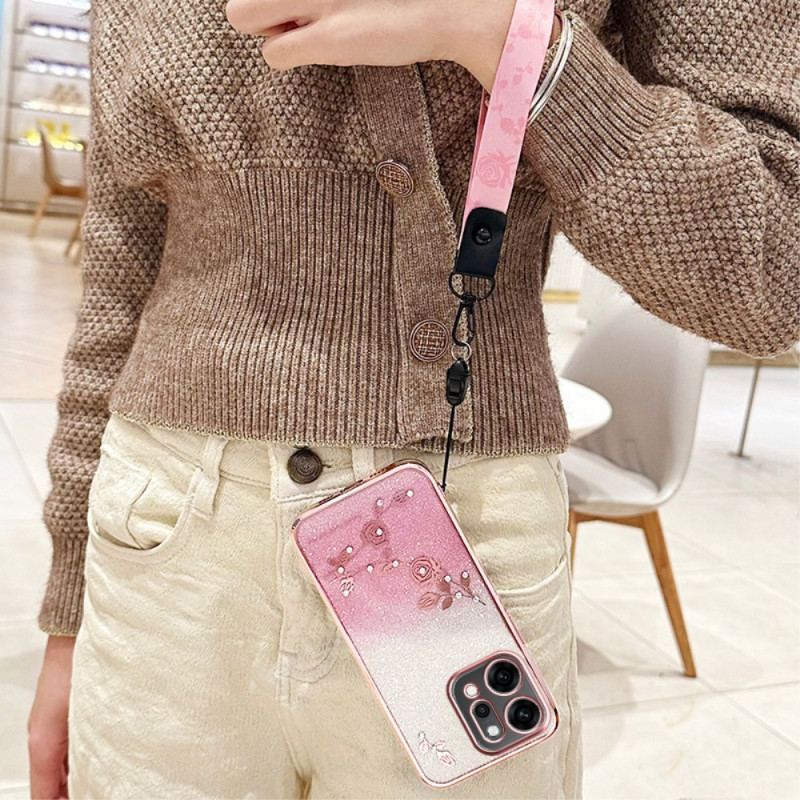 Coque Oppo Reno 14 5G Fleurs et Strass