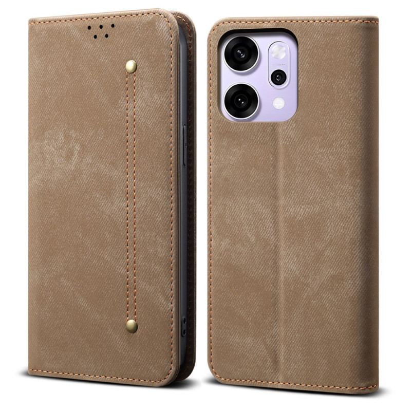 Flip Cover Oppo Reno 14 5G Tissu Jeans