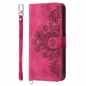 Housse Oppo Reno 14 5G Motif Floral et Sangles