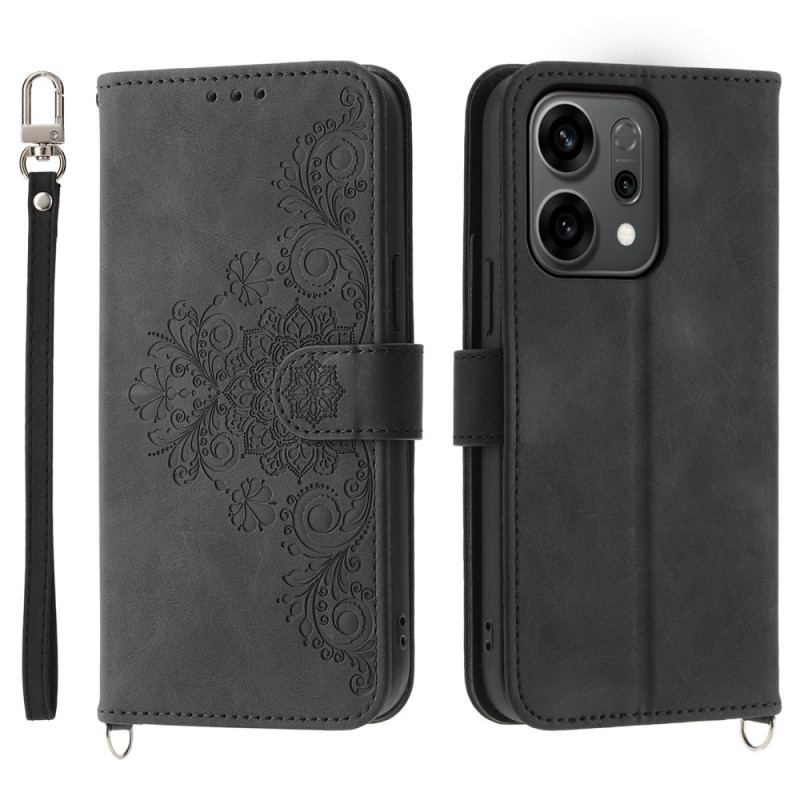 Housse Oppo Reno 14 5G Motif Floral et Sangles