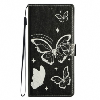 Housse Oppo Reno 14 5G Papillons Noirs et Blancs