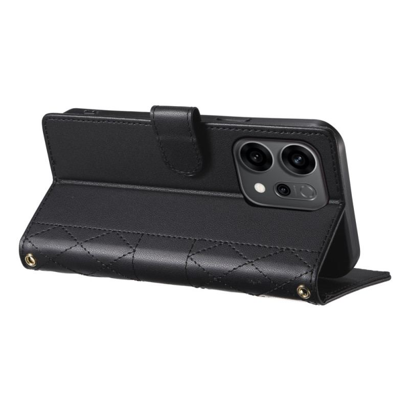 Housse Oppo Reno 14 5G Style Matelassé avec Lanière et Bandoulière