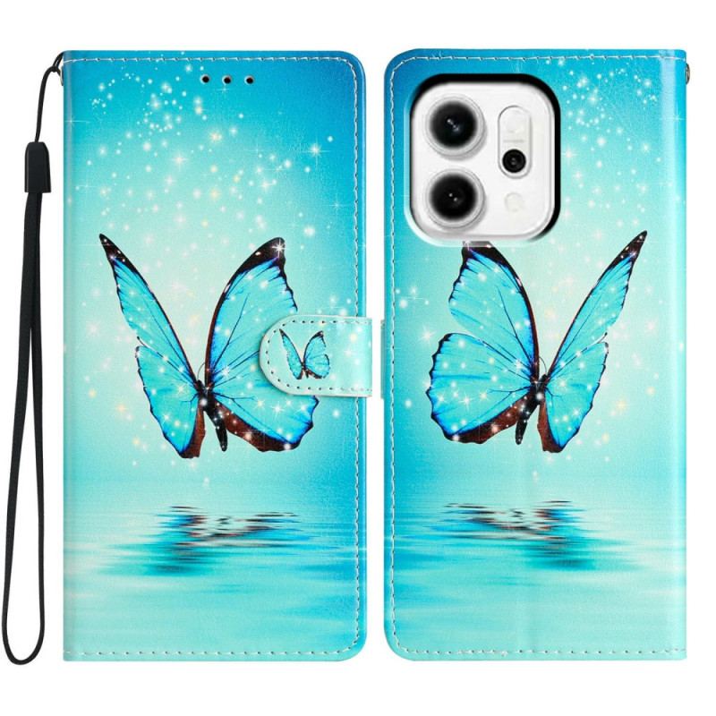 Housse Oppo Reno 14 Papillon Bleu
