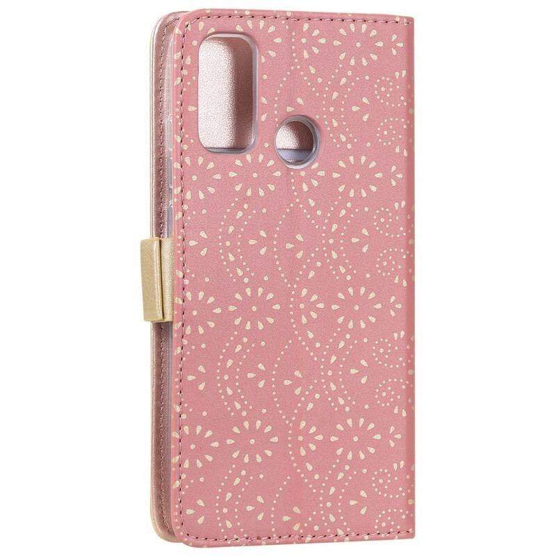 Housse Samsung Galaxy A21s Dentelle Porte-Monnaie à Lanière