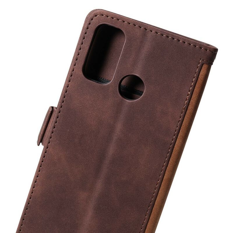 Housse Samsung Galaxy A21s Simili Cuir Bicolore Contours Renforcés