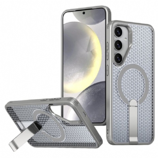 Coque magnétique avec support pour Samsung Galaxy S26 Magnétique et Support Texture Grille