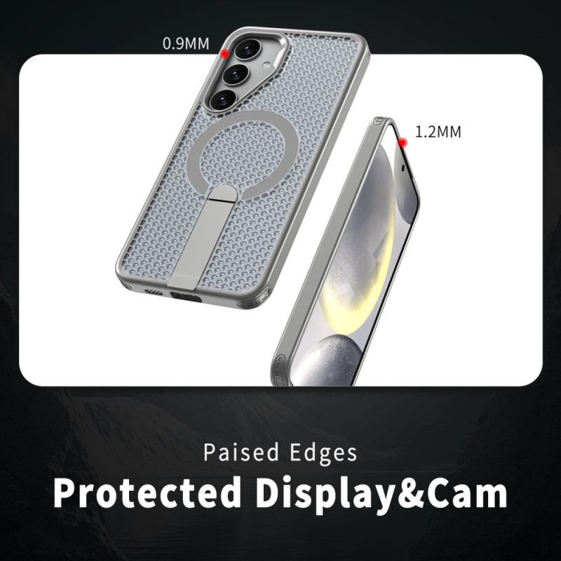 Coque magnétique avec support pour Samsung Galaxy S26 Magnétique et Support Texture Grille