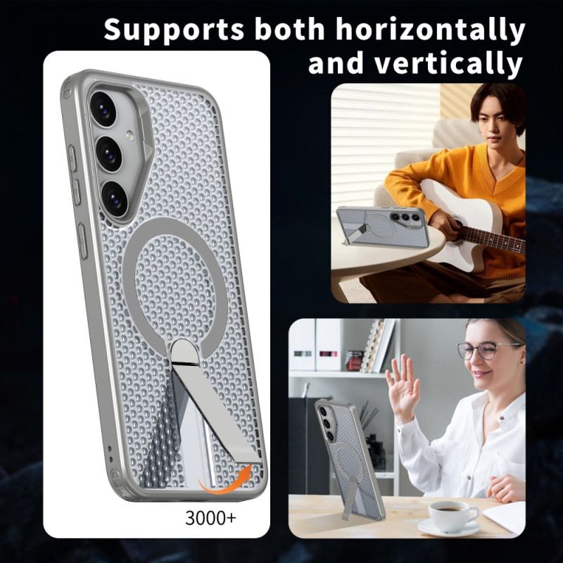 Coque magnétique avec support pour Samsung Galaxy S26 Magnétique et Support Texture Grille