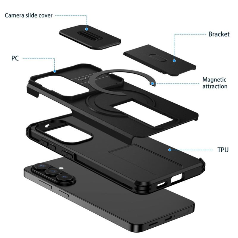 Coque Samsung Galaxy S26 Magnétique Béquille et Cache Caméra Coulissant