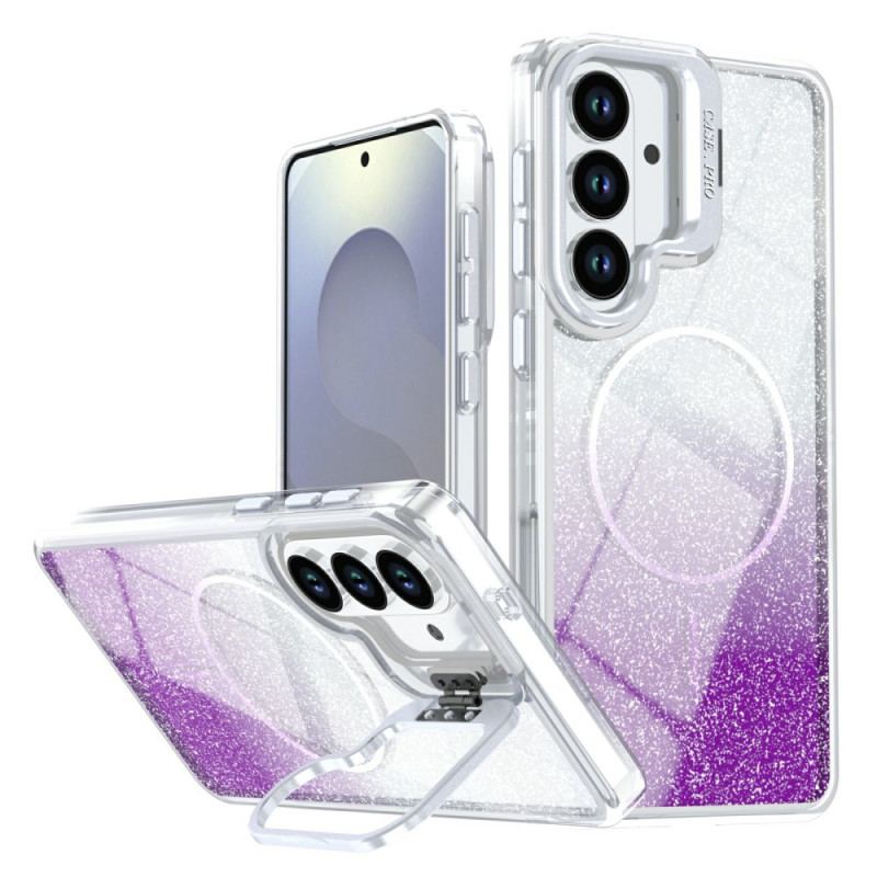 Coque Samsung Galaxy S26 Magnétique Paillettes Dégradées et Support Pliable