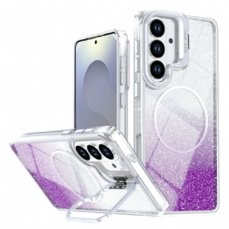 Coque Samsung Galaxy S26 Magnétique Paillettes Dégradées et Support Pliable
