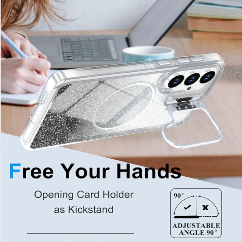 Coque Samsung Galaxy S26 Magnétique Paillettes Dégradées et Support Pliable