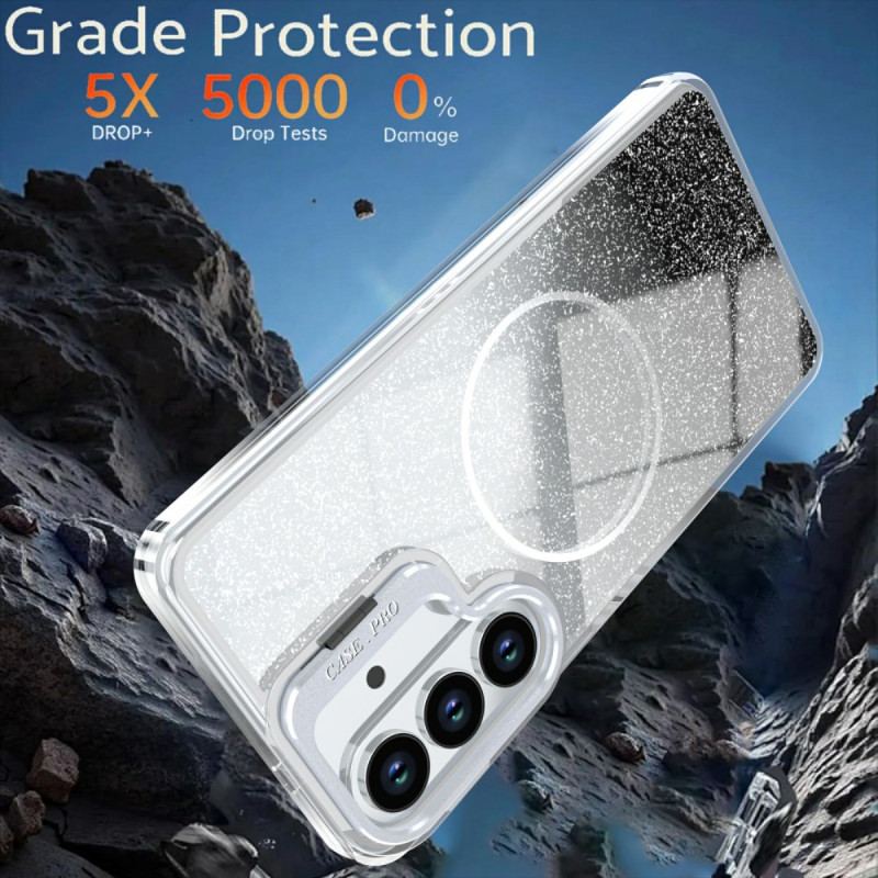 Coque Samsung Galaxy S26 Magnétique Paillettes Dégradées et Support Pliable