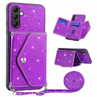 Coque Samsung Galaxy S26 Porte-Cartes Paillettes et Bandoulière