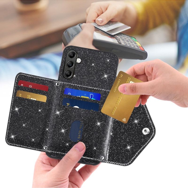 Coque Samsung Galaxy S26 Porte-Cartes Paillettes et Bandoulière