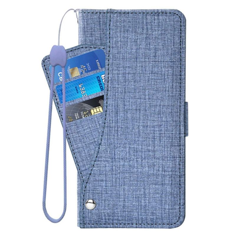 Housse Samsung Galaxy S26 avec Texture Jean et Porte-Cartes Rotatif