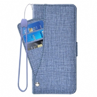Housse Samsung Galaxy S26 avec Texture Jean et Porte-Cartes Rotatif
