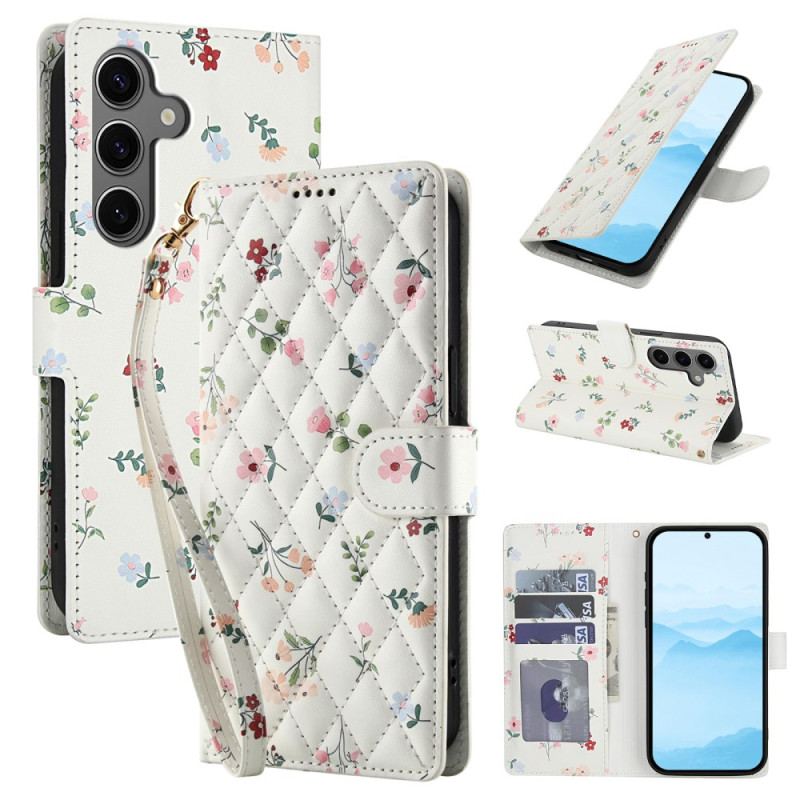 Housse Samsung Galaxy S26 Fleurettes avec Lanière