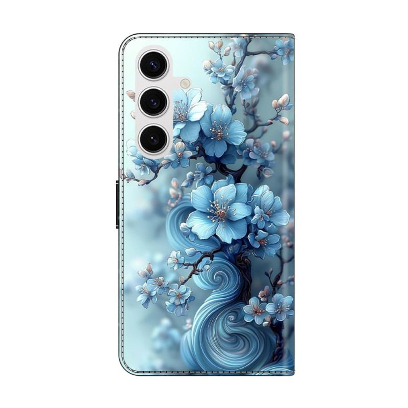 Housse Samsung Galaxy S26 Fleurs Bleu Glacé