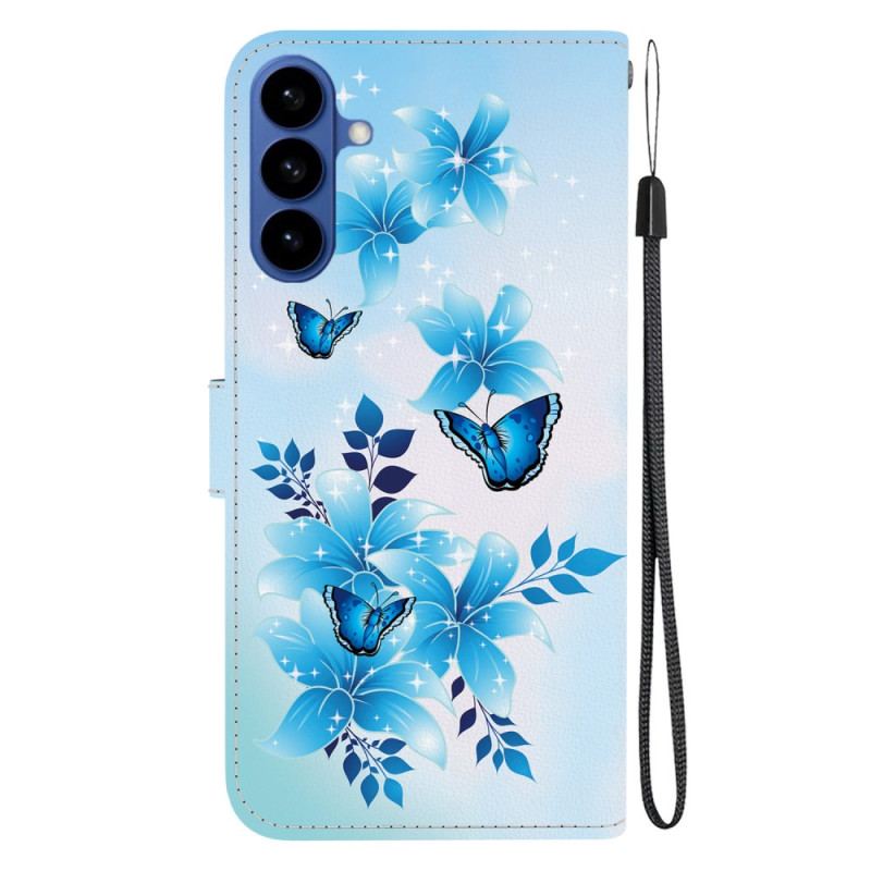 Housse Samsung Galaxy S26 Papillons Bleus et Fleurs