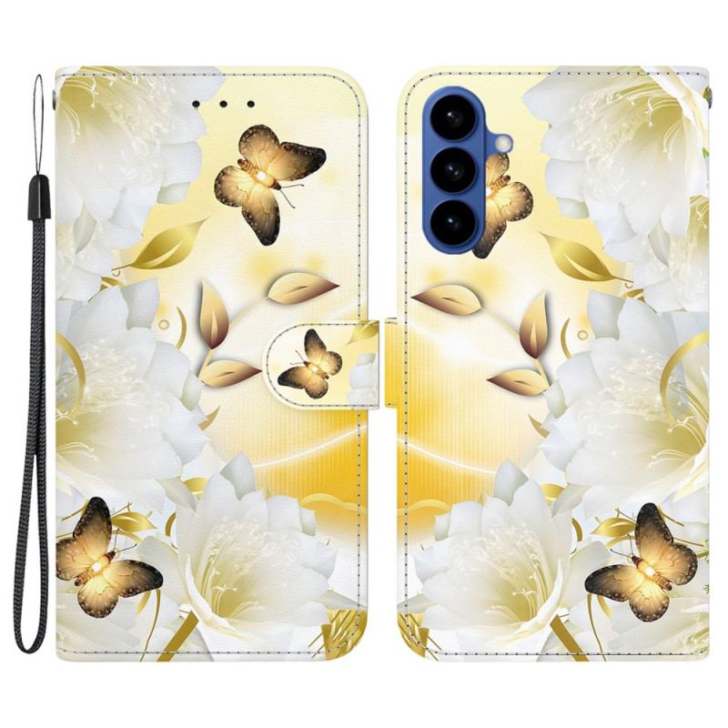 Housse Samsung Galaxy S26 Papillons Dorés et Fleurs