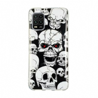 Coque Xiaomi Mi 10 Lite Attention Têtes de Mort Fluorescente