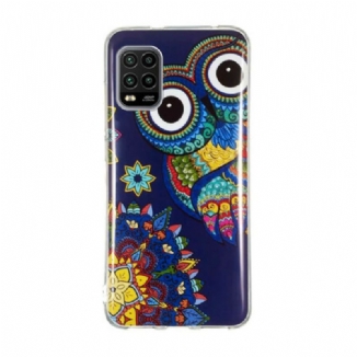 Coque Xiaomi Mi 10 Lite Hibou Mandala Fluorescente