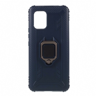 Coque Xiaomi Mi 10 Lite Ring et Style Fibre Carbone
