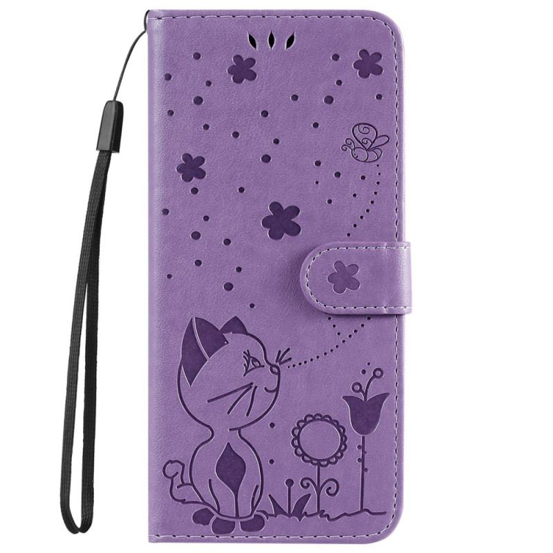 Housse iPhone 14 Plus Chat et Abeille à Lanière