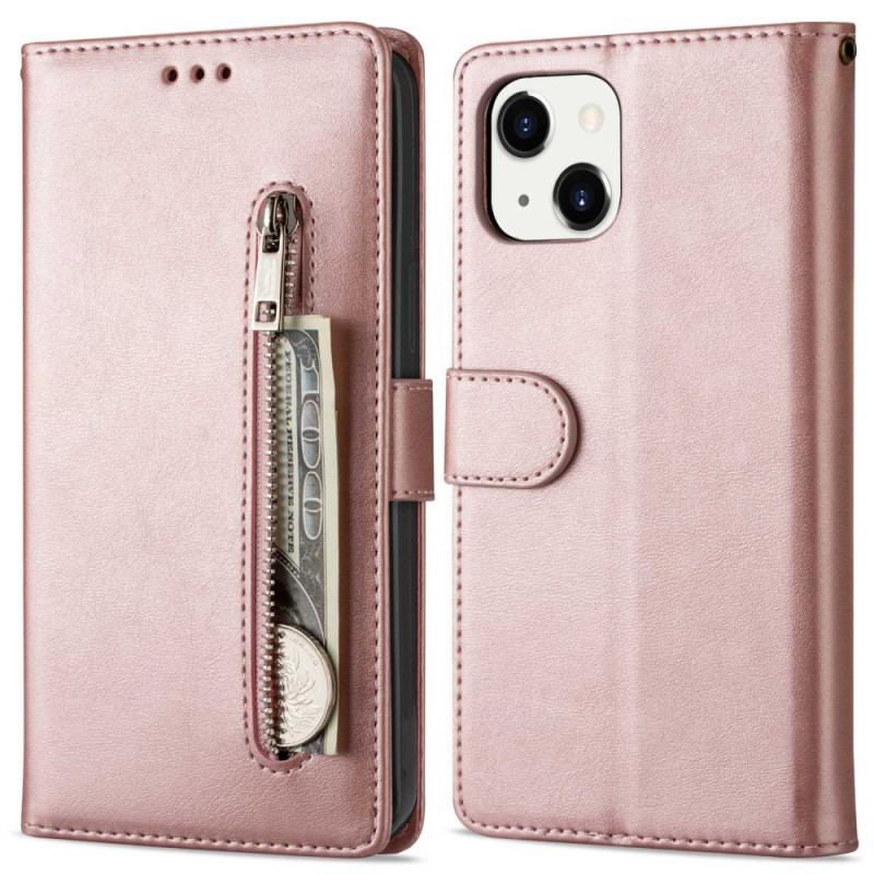 Housse iPhone 14 Plus Porte-Monnaie avec Lanière