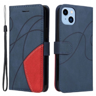 Housse iPhone 14 Plus Simili Cuir Bicolore Signature