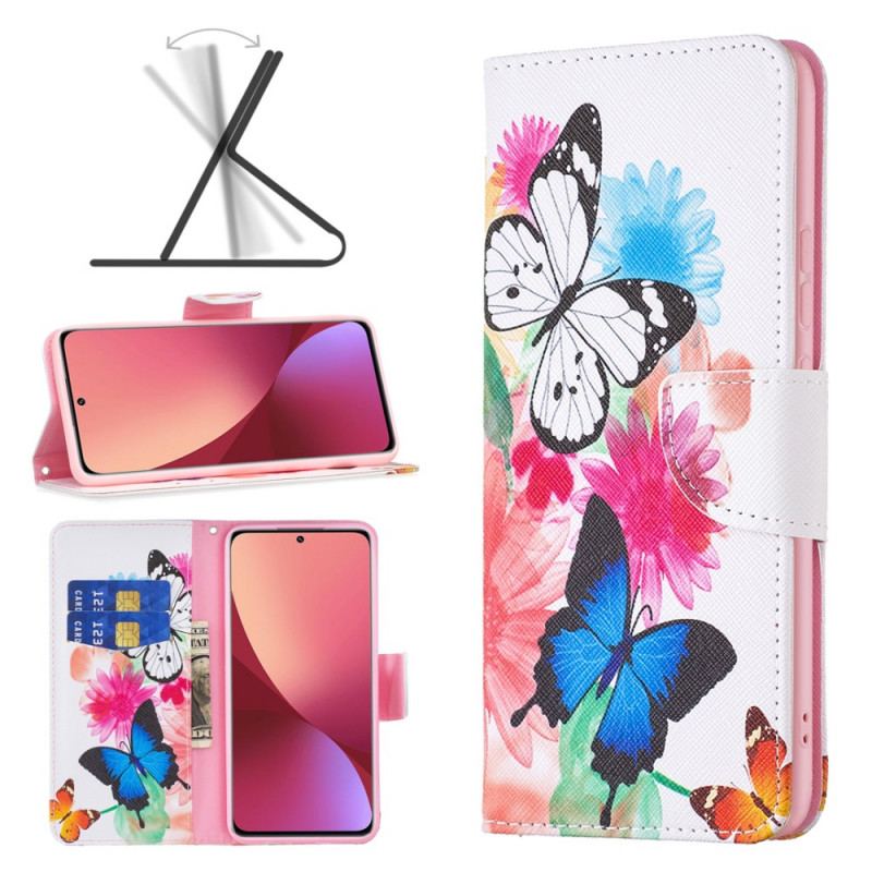 Housse  Xiaomi 12 / 12X  Papillons et Fleurs Peints