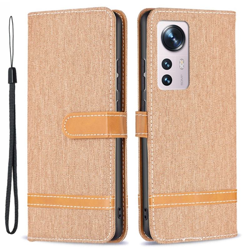 Housse  Xiaomi 12 / 12X  Tissu et Effet Cuir à Lanière